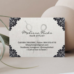 Vintager Schwarzer Schnürsenkel Schönheitssalon Fr Visitenkarte