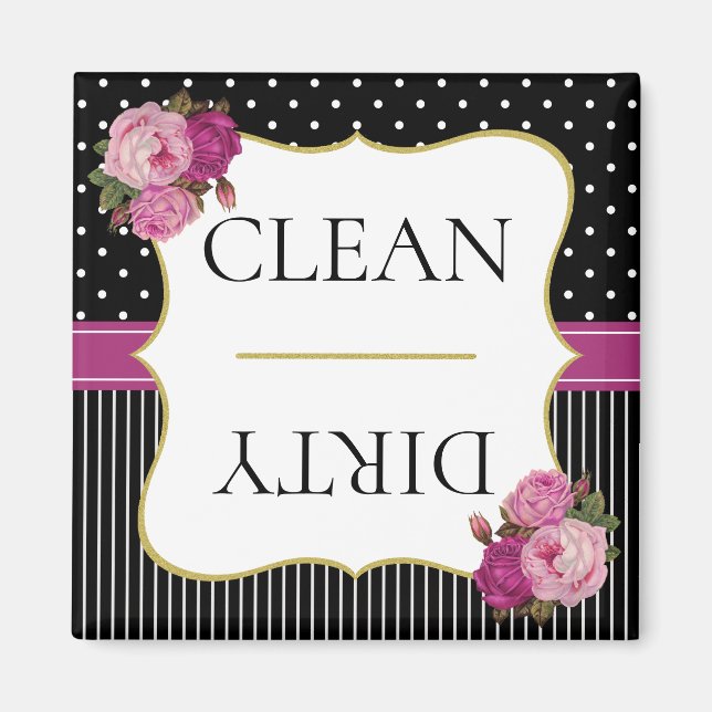 Vintager schwarzer Streifen Dosen Lila Geschirrspü Magnet (Vorne)