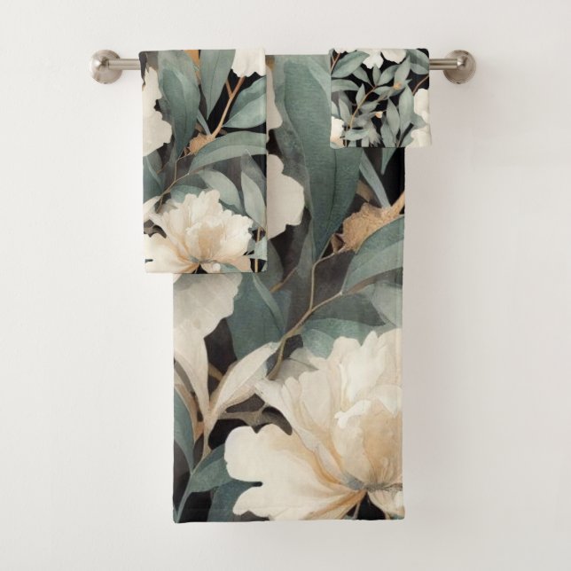 Vintager, schwarzer Tiger Badhandtuch Set (Insitu)