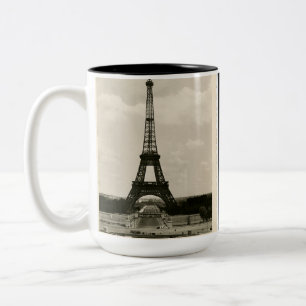 Vintager schwarzer u. weißer Eiffel-Turm Zweifarbige Tasse