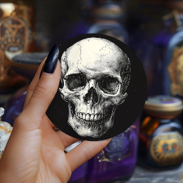 Vintager schwarzer Viktorianischer Gothic-Schädel Runder Aufkleber