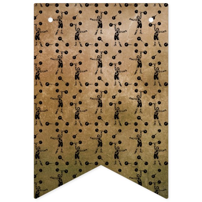 Vintager schwarzer Zirkus Strongman Karneval gestö Wimpelkette (Erste Fahne)