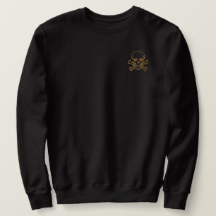 Vintager Schwarzgoldpferdschädel und Knochen Sweatshirt