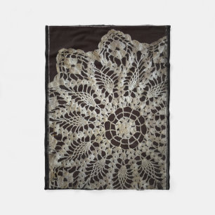 Vintager Schwarzweiss-SpitzeDoily Fleecedecke