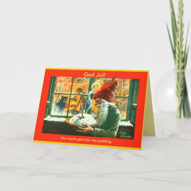 Vintager schwedischer Weihnachtsgott Jul Tomte Feiertagskarte (Vorderseite)