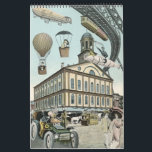 Vintager Science Fiction Kalender<br><div class="desc">Vintage Abbildung Viktorianischer Dampfpunk Science Fiction Kalender mit einer Vielzahl von futuristischen Transport-und Städte der Zukunft.</div>