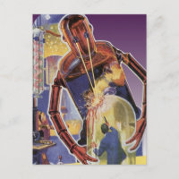 Vintager Science Fiction-Roboter mit Laser-Beam-Au