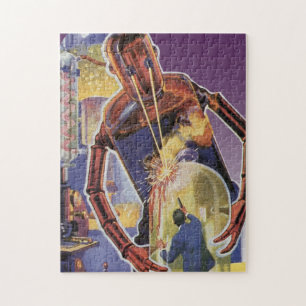 Vintager Science Fiction-Roboter mit Laser-Beam-Au Puzzle