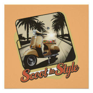 Vintager Scoot in Style Glossy Poster