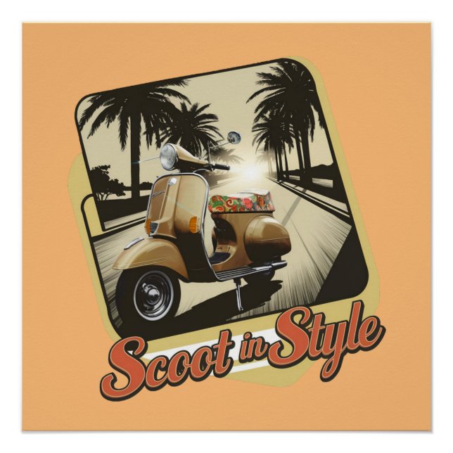 Vintager Scoot in Style Glossy Poster (Vorderseite)