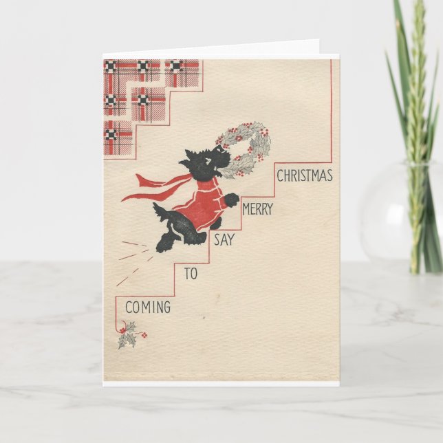 Vintager Scottie-frohe Weihnachten (Vorderseite)