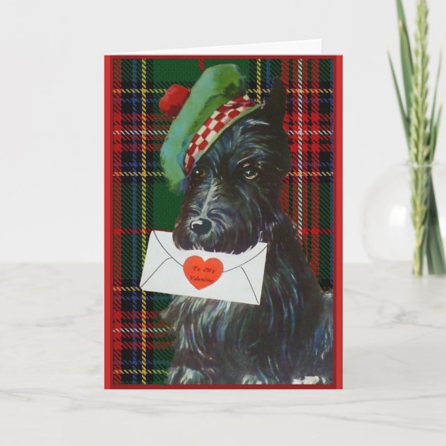 Vintager Scottie-HundeValentine, Feiertagskarte (Vorderseite)