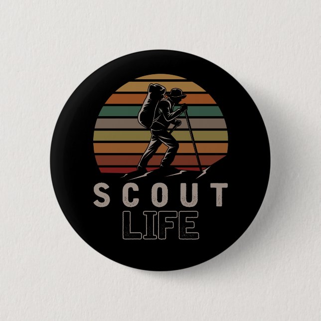 Vintager Scout Nature Camper Outdoor Wanderer Button (Vorderseite)