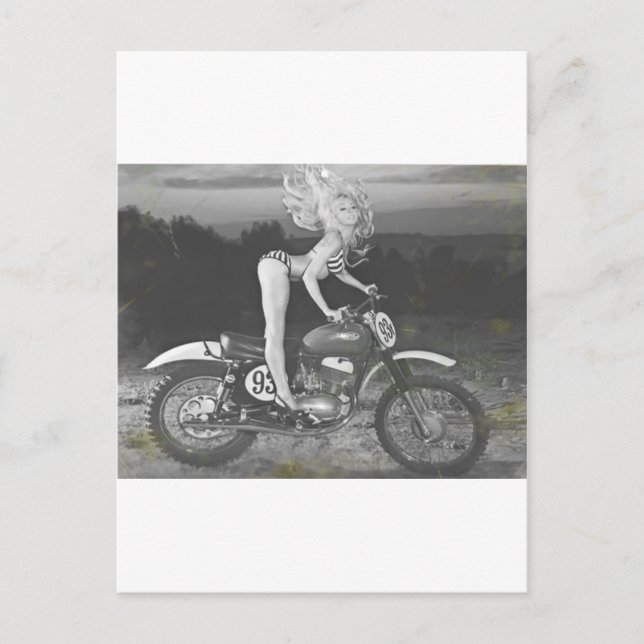 Vintager SCRAMBLER UND HEISSES MODELL. Postkarte (Vorderseite)