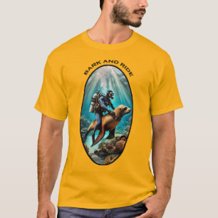 Vintager SCUBA Diving Diver Reiten eines Sea Lion  T-Shirt