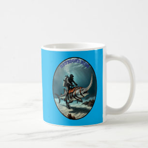 Vintager SCUBA Diving Diver Reiten eines Seefischs Kaffeetasse