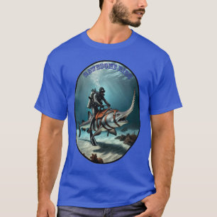 Vintager SCUBA Diving Diver Reiten eines Seefischs T-Shirt