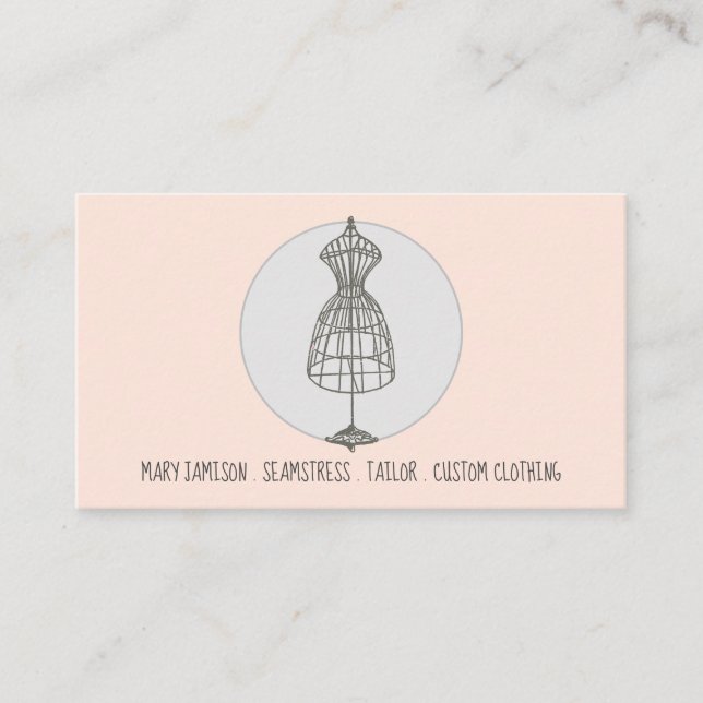 Vintager Seamstresskleid Form Lachs Visitenkarte (Vorderseite)