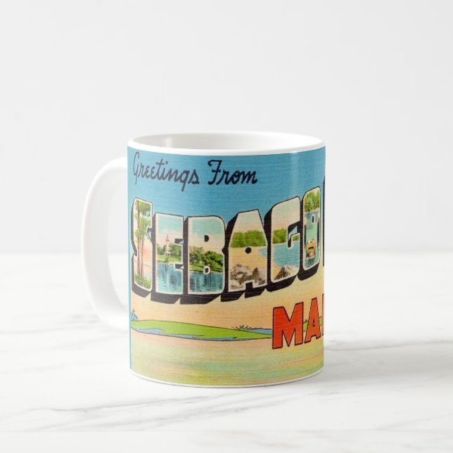 Vintager Sebago Lake Maine Kaffeetasse (Vorderseite Links)
