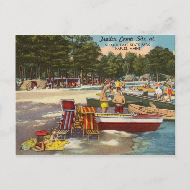 Vintager Sebago Staat Park Neapel, Maine Postkarte (Vorderseite)