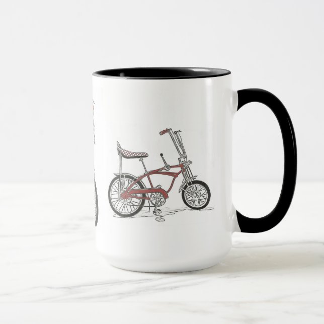 Vintager Sechzigerjahre Stich-Strahl fährt Fahrrad Tasse (Rechts)