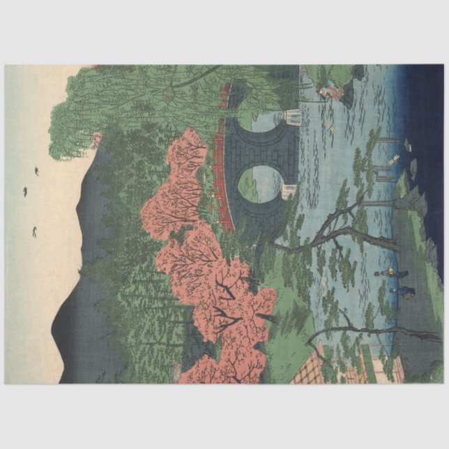 Vintager See Bridge  japanischer Garten Seidenpapier (Vorderseite)