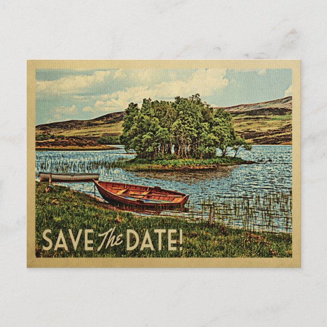 Vintager See Save the Date Postkarten Natur (Vorderseite)
