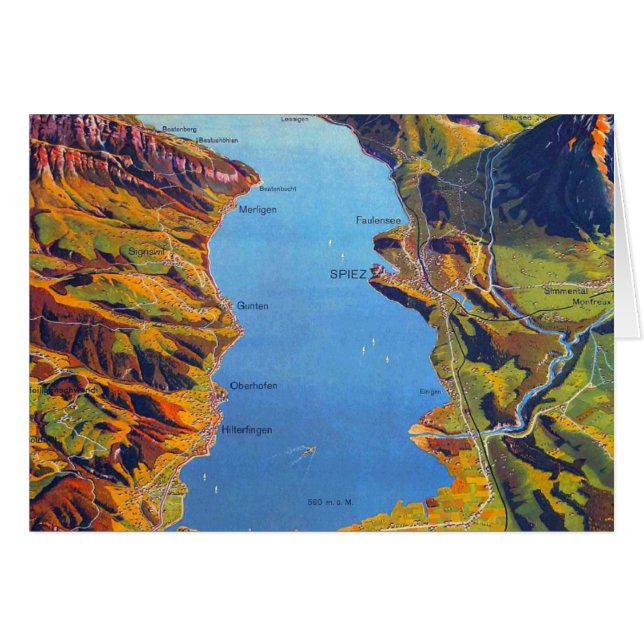 Vintager See Thun Schweiz Reisen (Vorderseite (Horizontal))