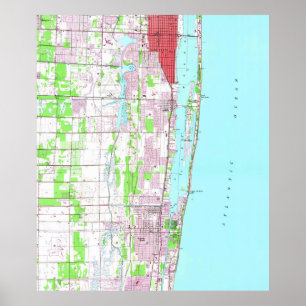 Vintager See wert u. Boynton Strand Florida Map Poster