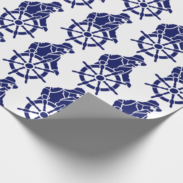 Vintager Seeleute, Silhouette des Kapitäns Geschenkpapier (Ecke)