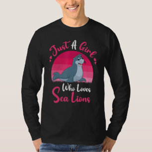 Vintager Seelöwe, nur ein Mädchen, das Meer Liebe T-Shirt