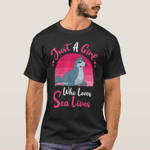 Vintager Seelöwe, nur ein Mädchen, das Meer Liebe T-Shirt