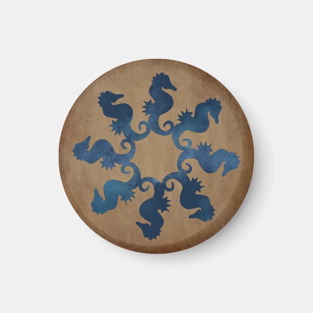 Vintager Seepferd Star Magnet (Vorne)