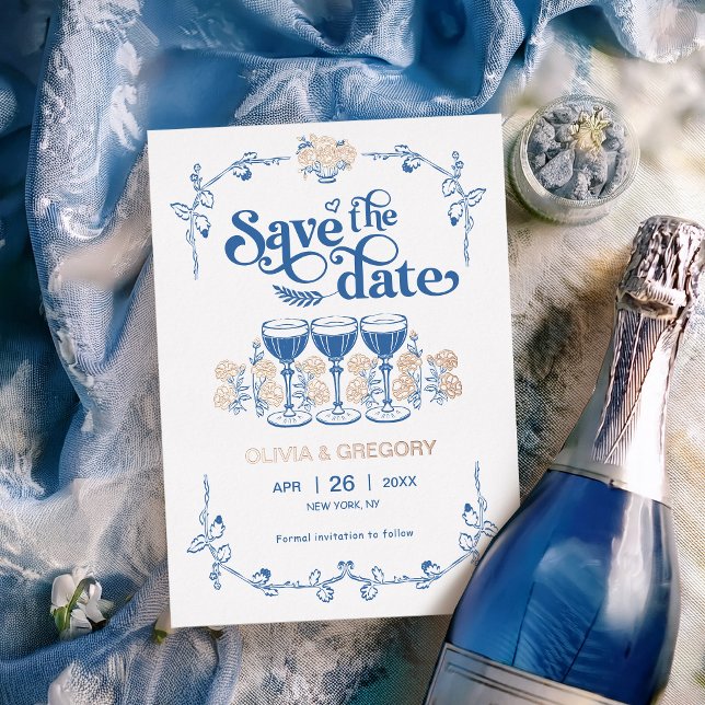 Vintager Sekt Save the Date Folieneinladung (Von Creator hochgeladen)