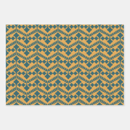 Vintager Senf und aquamarin Geschenkpapier Set