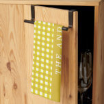 Vintager Senf Yellow Gingham Kariert Personalisier Geschirrtuch<br><div class="desc">Vintager Senf Gelb und Weiß Gingham Kariert Personalisierte Weihnachtsküche Handtuch</div>