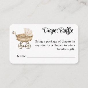 Vintager Sepia Baby Buggy Diaper Raffle Begleitkarte