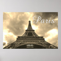 Vintager Sepia Eiffel Tower Paris Romantische Lieb