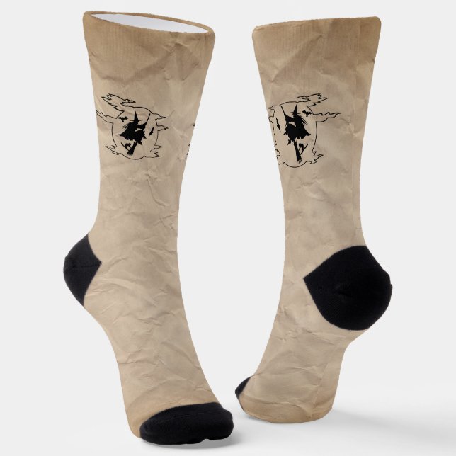 Vintager Sepia-Fliege mit Wicked Spooky Halloween Socken (Gewinkelt)