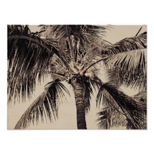 Vintager Sepia-Retro hawaiische Palme-Schablone Fotodruck
