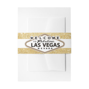 Vintager Sepia Vegas Sign auf Glitzer Gold Wedding Einladungsbanderole