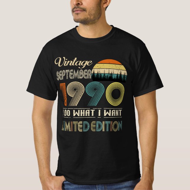 Vintager September 1990 T - Shirt - Retro Style Bi (Vorderseite)