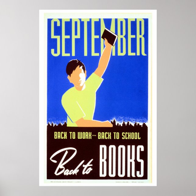 Vintager September zurück zur Arbeit, Schule, Büch Poster (Vorne)