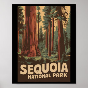 Vintager Sequoia Nationalpark Männer Frauen Kinder Poster