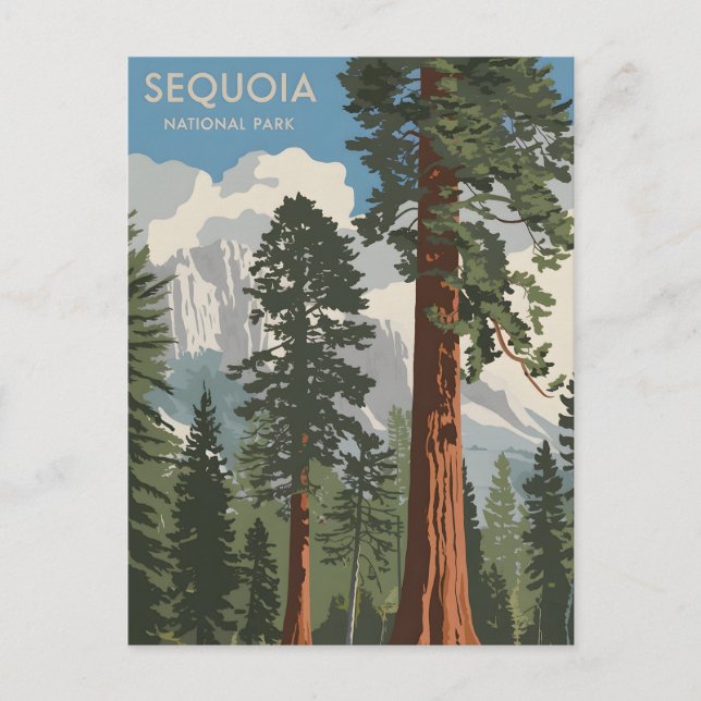 Vintager Sequoia-Nationalpark Postkarte (Vorderseite)