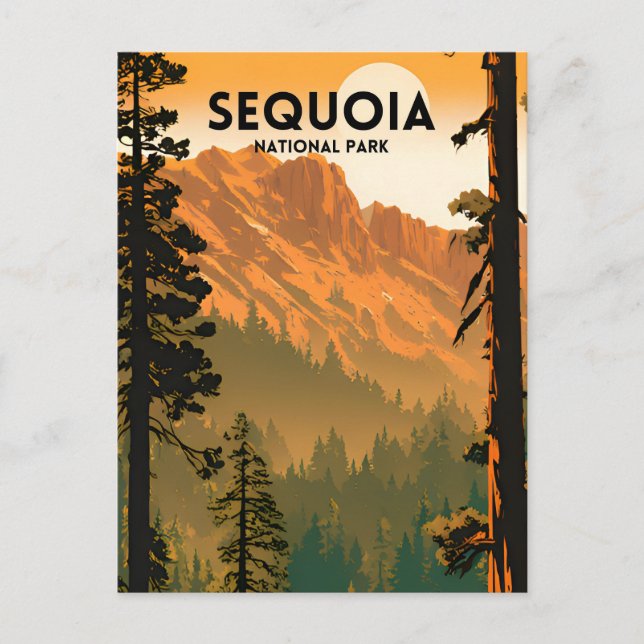 Vintager Sequoia-Nationalpark Postkarte (Vorderseite)