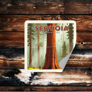 Vintager Sequoia-Nationalpark Quadratischer Aufkleber