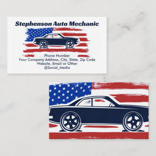 Vintager Service des amerikanischen Automobil-Auto Visitenkarte (Vorne/Hinten)