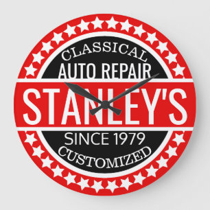 Vintager Shop Red Große Wanduhr