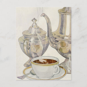 Vintager Silber-Kaffeeservice Postkarte